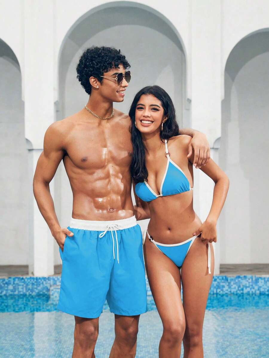 Manfinity VDAYZ Heren Kleurblok Boardshorts - Perfect voor Strand en Vakantie