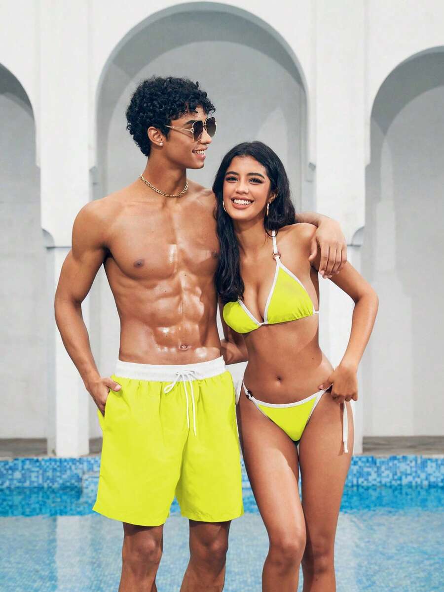 Manfinity VDAYZ Heren Kleurblok Boardshorts - Perfect voor Strand en Vakantie