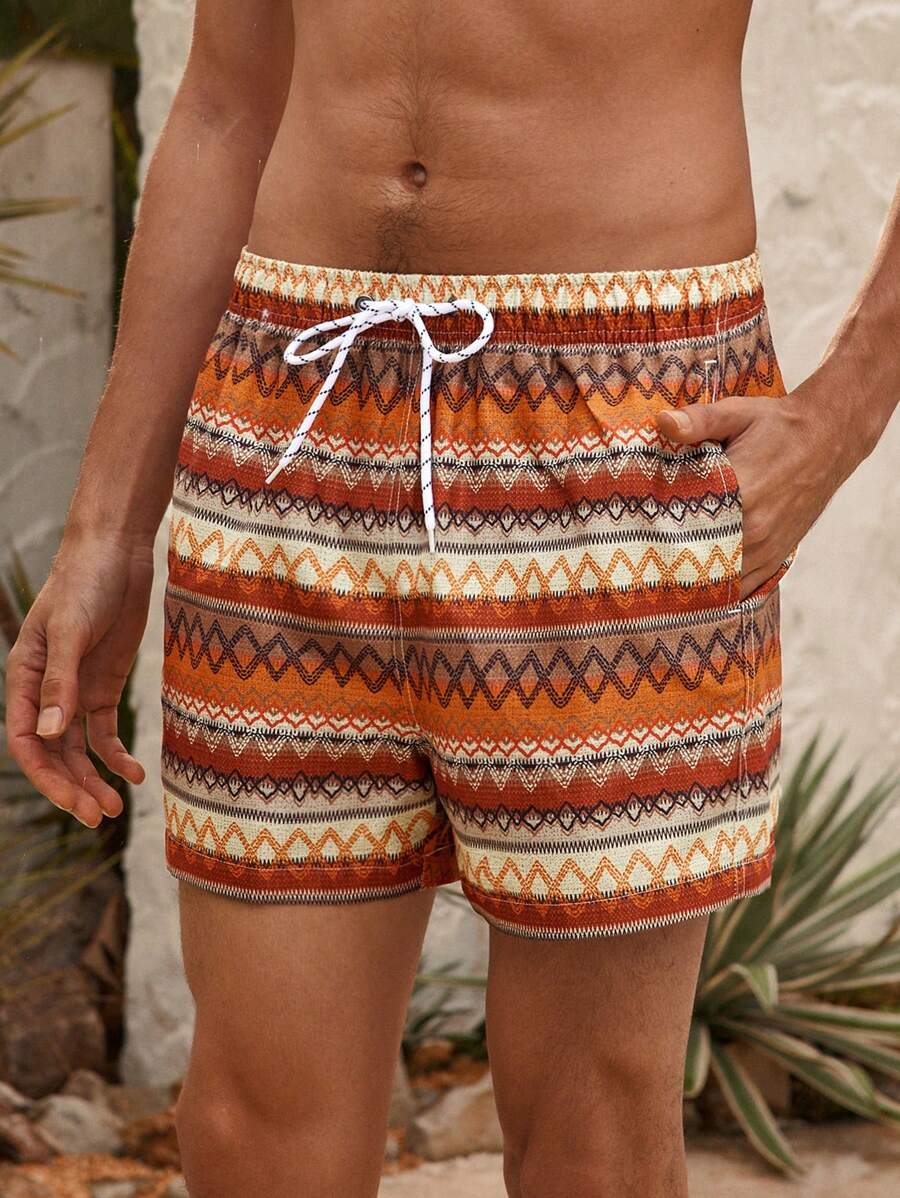 Manfinity VDAYZ Geometrische Print Heren Strandshorts