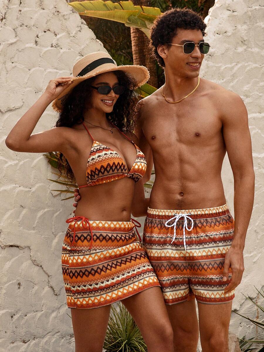 Manfinity VDAYZ Geometrische Print Heren Strandshorts