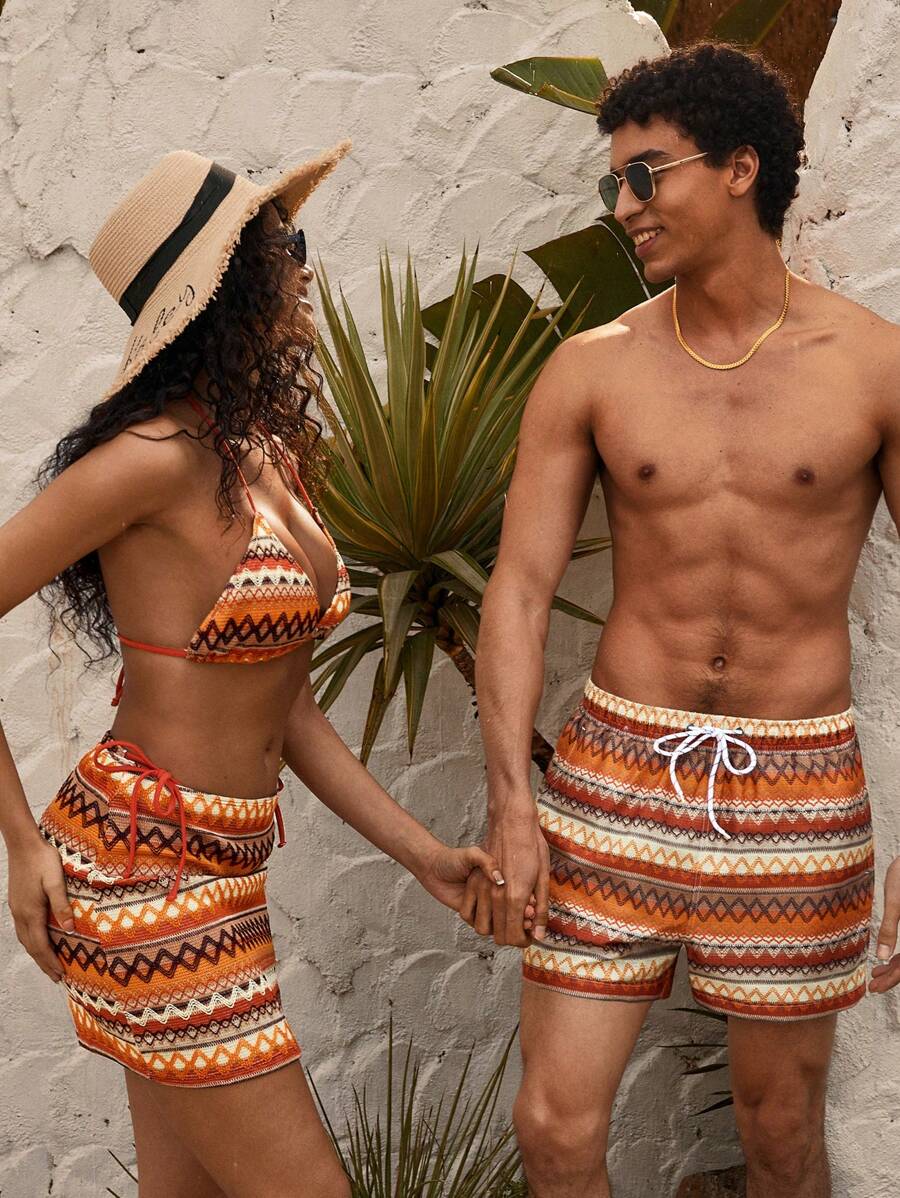 Manfinity VDAYZ Geometrische Print Heren Strandshorts