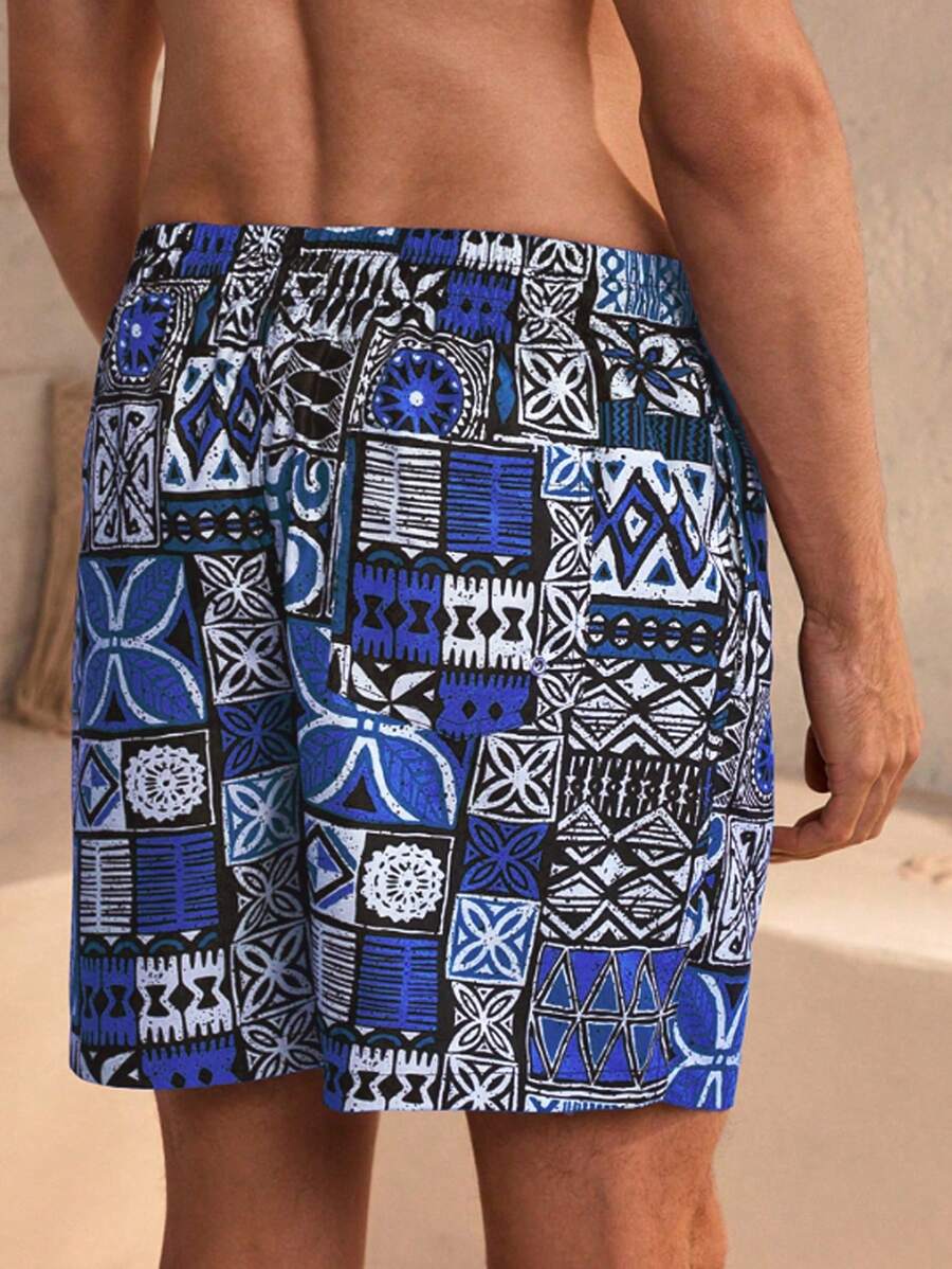 Manfinity VDAYZ Plus-Size Geometric Strandshort voor Heren