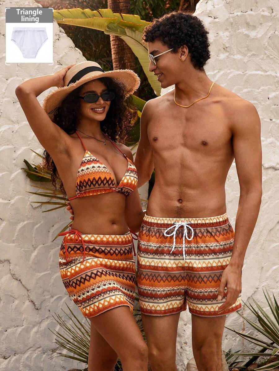 Manfinity VDAYZ Geometrische Print Heren Strandshorts