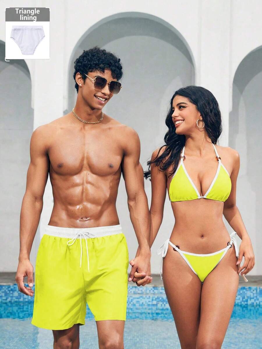 Manfinity VDAYZ Heren Kleurblok Boardshorts - Perfect voor Strand en Vakantie