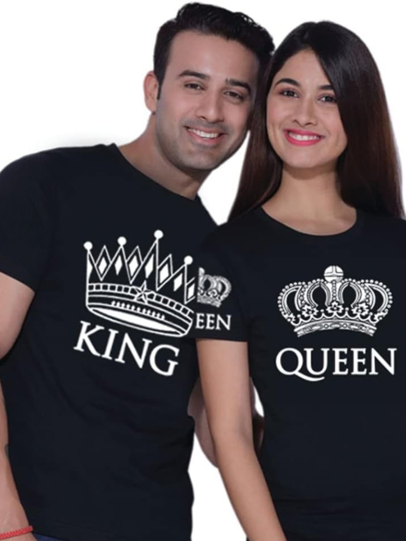 Koppels T-shirt Set - Koning & Koningin - Zwart - Kerst Cadeau