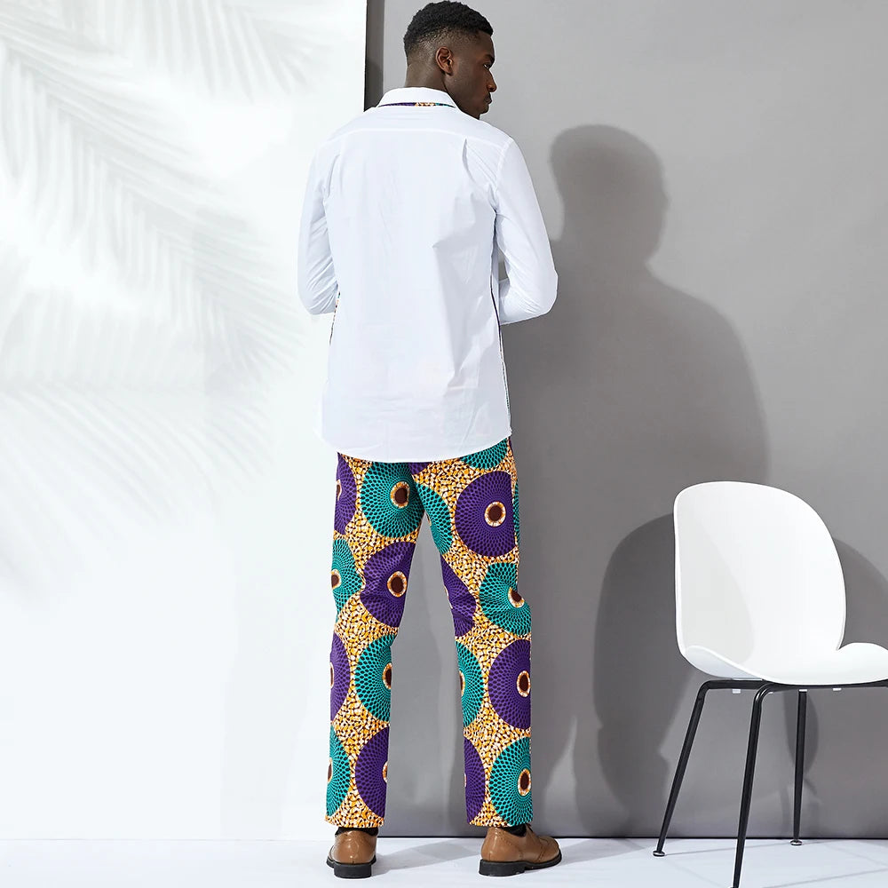 Custom Afrikaanse Wax Print Twee Stukken Set Voor Mannen 100% Katoen Modieuze Mannen Shirts Casual Mannen Paar Feestkleding