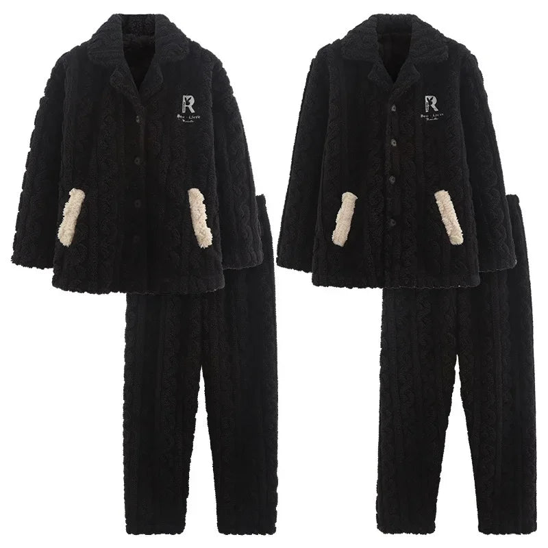 Warm Fleece Couple Pajamas