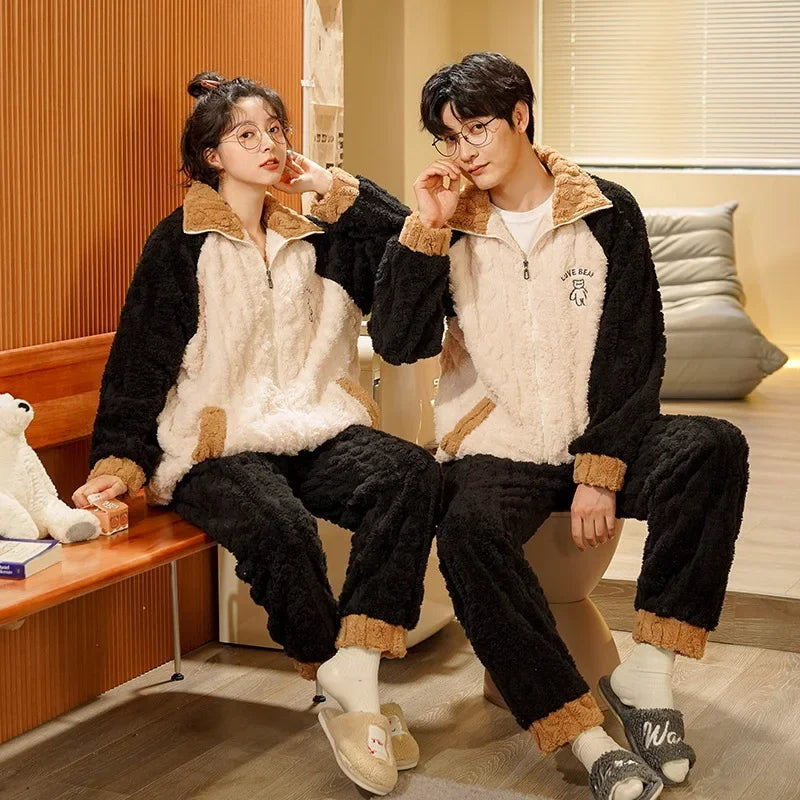 Warm Fleece Couple Pajamas