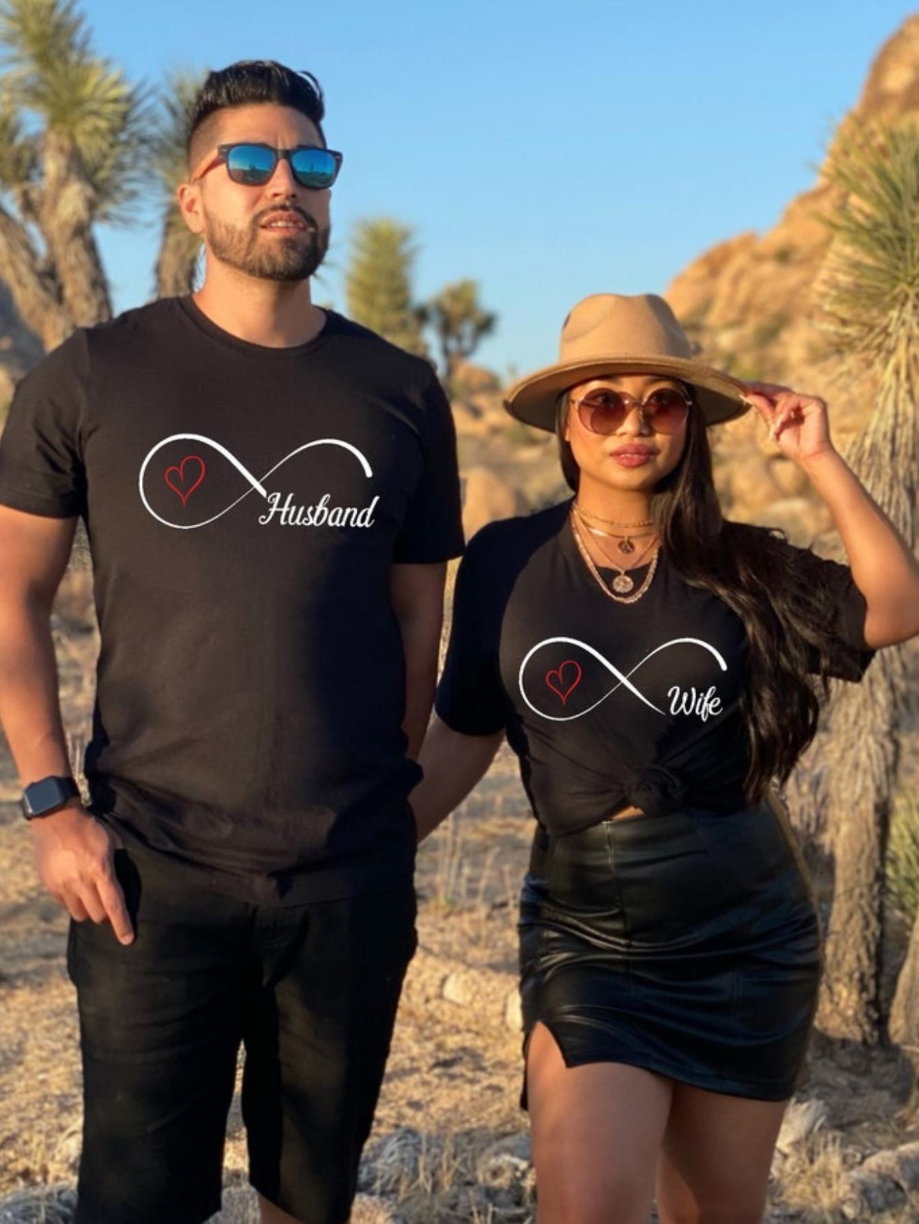 Hubby Wifey Oneindigheidshemden, Echtgenoot en Vrouw Hemden, Koppels Hemden, Huwelijksreis Overhemd, Jubileumshirt